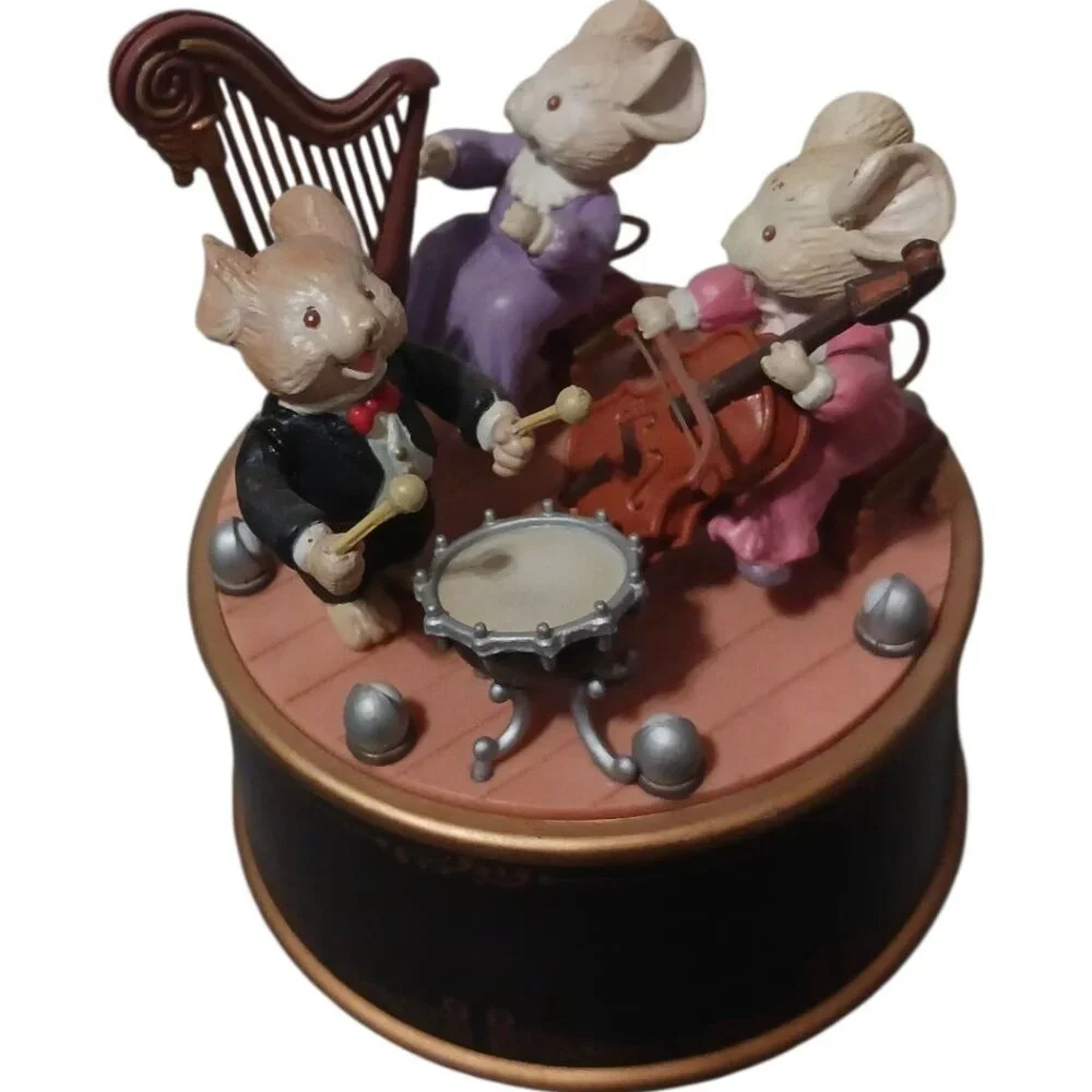 Enesco Vtg Mini  Mousecians Musical Band Collectible Rotating Display